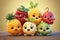 Adorable fruit characters in charming, animated splendor