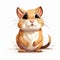 Adorable Gerbil Cartoon Drawing On White Background