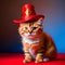 Adorable ginger kitten with ginger hat