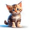 Adorable ginger striped kitten on light background