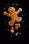 Adorable gingerbread dancing is sprinkled with powder Generative AI