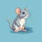 Adorable Grey Rat Cartoon Illustration On Blue Background