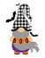 Adorable Halloween gnome with witch boo text - gnome with pumpkin lantern.