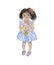 Adorable hand painted watercolor african american girl in dress with spring flowers. isolated illustration