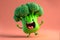 Adorable Happy jumping broccoli character, Generative AI