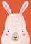 Adorable hare snout flat vector illustration. Cute wildlife forest bunny muzzle cartoon colorful background. Close up