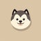 Adorable Husky Dog Icon With Playful Tongue On Brown Background