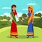 Adorable Indian Girlfriends Color Illustration