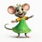 Adorable Indian Pop Culture Mouse In Green Dress Illustration