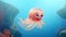 Adorable Jellyfish Underwater Scene: A Bright and Cheerful Kid\\\'s Illustration in Full Color