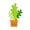 Adorable kawaii houseplant vector art. Kawaii faces flower pot. Cute big eyes emoticon