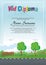 Adorable kid diploma with nature landscape