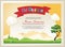 Adorable kid diploma with nature landscape