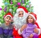 Adorable kids with Santa Claus