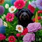 Adorable Labradoodle in Flowers