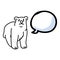 Adorable Line art Polar Bear Clip Art. Arctic Animal Icon. Hand Drawn Speech Bubble Motif Illustration Doodle In Flat Color.