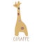 Adorable Lineless Cartoon Giraffe Clip Art. Childish Animal Icon. Hand Drawn Kawaii Kid Motif Illustration Doodle in