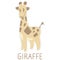 Adorable Lineless Cartoon Giraffe Clip Art. Safari Animal Typography Icon. Hand Drawn Kawaii Kid Motif Illustration