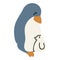 Adorable Lineless Cartoon Penguin With Chick Clip Art. Arctic Animal Icon. Hand Drawn kawaii Polar Bird Motif Illustration Doodle