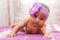 Adorable little african american baby girl looking - Black people