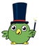 Adorable little bird magician cartoon character