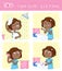 Adorable little black girl and her good morning routine actions