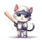 Adorable Little Cat in Baseball Uniform