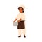 Adorable little chief cook portrait. Cute girl in professional uniform holding saucepan for soup. Child chef wearing