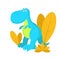 Adorable little dinosaur vector illustration for kids fashion, funny dino in cartoon style. Ideal for cards, invitations, party,