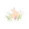 Adorable Little Lamb, Cute Sheep Animal on Beautiful Spring Meadow Vector Illustration