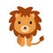 Adorable little lion in flat style.