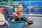 Adorable little preschooler girl traveling by plane