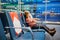 Adorable little preschooler girl traveling by plane