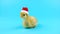 Adorable little rooster sitting, opens mouth, Chinese zodiac symbol of 2017