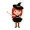 Adorable little witch. Halloween costume. Vector.