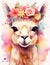 Adorable llama in floral crown