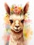 Adorable llama in floral crown