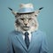 Adorable Lynx In Blue Suit And Hat: Hyper-realistic Photo