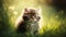 Adorable Maine Coon Kitten in the Serene Meadow. Generative AI