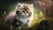 Adorable Maine Coon Kitten in the Serene Meadow. Generative AI