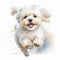 Adorable Maltese Puppy in Watercolor: A Delightful and Charming Portrait AI Generated