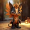 Adorable Maya Rendered Cat Statue With Elaborate Dragon Art Costume