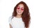 Adorable millennial girl in pink sunglasses