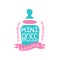 Adorable mini boss logo original design with bottle with a pacifier. Label for kids store. Colorful hand drawn vector