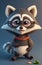 Adorable Mischievous Raccoon Cartoon Character