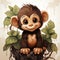 Adorable Monkey Hanging from Tree - Nursery Wall Art AI Generated