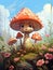 Adorable Mushroom with Expressive Eyes and Playful Face