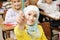 Adorable Muslim girl in classroom