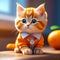 adorable orange puffy kitten in a realistic portrayal