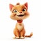 Adorable Orange Tabby Cat Cartoon on White Background. Generative ai